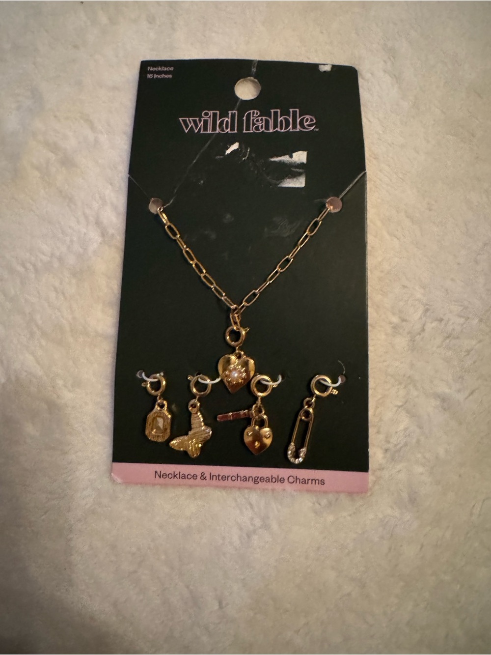 wild fable Gold Charm Necklace with Dangling Charms